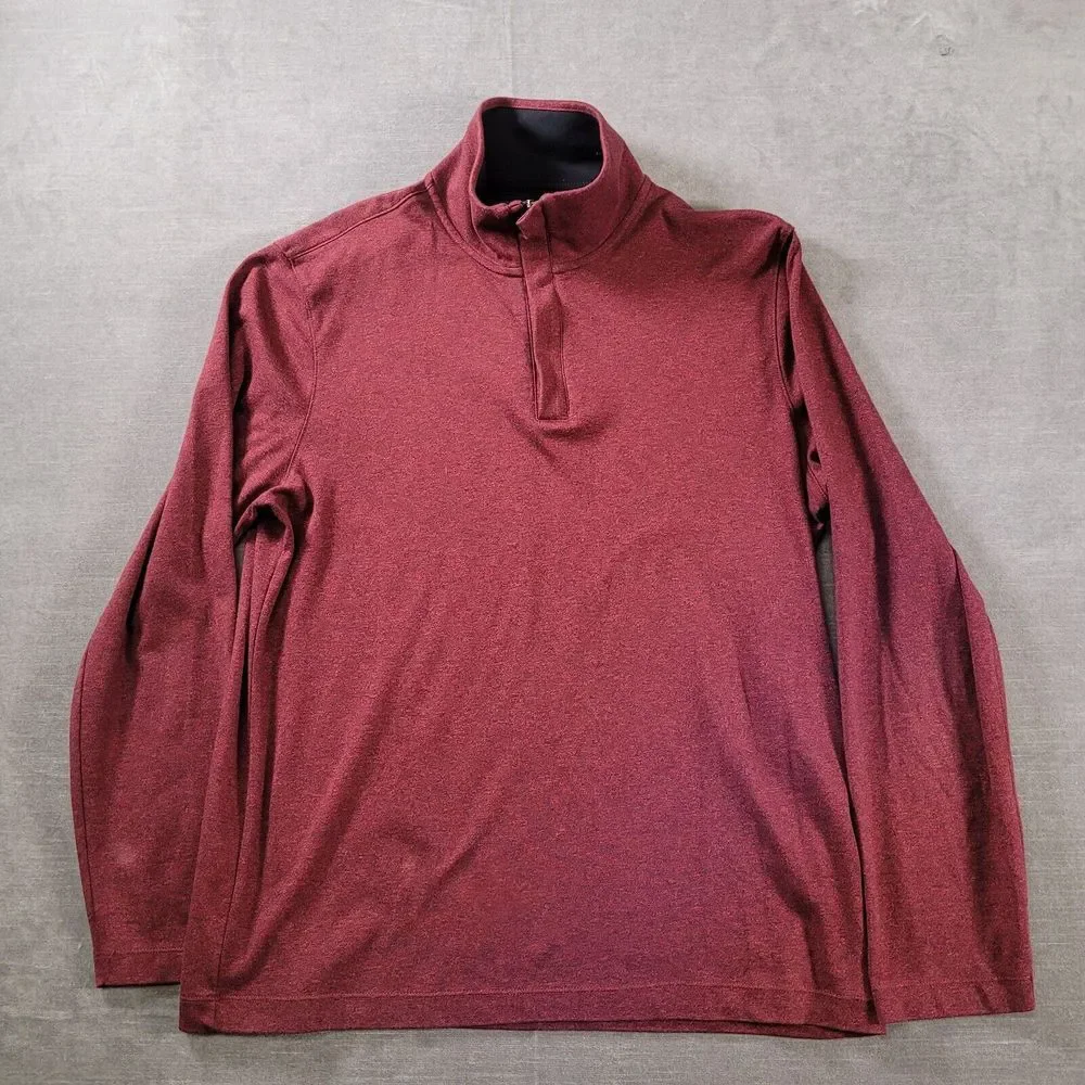 Banana Republic Quarter Zip Pullover Mens L Burgundy Excellent Luxury Touch Mock